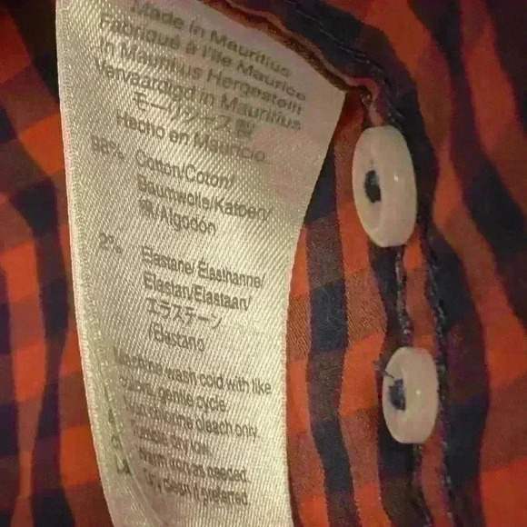 J Crew secret wash red gingham organic cotton size Medium - Picture 3 of 4